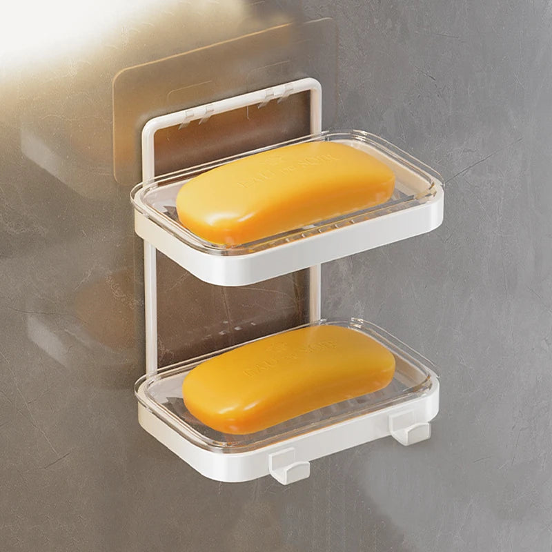 Bathroom Soap Dish Wall Mounted Aluminum Alloy Soap Sponge Holder Self-adhesive Storage Holder Organizer Kitchen Soap Holder