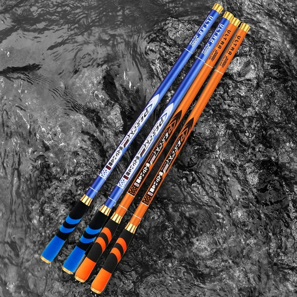 BAKAWA 2.7/3.6/4.5/5.4/6.3/7.2M New Carbon Fiber Fishing Rod Telescopic Ultra-light For Carp Stream Freshwater Hand Pole
