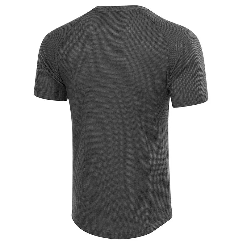 High Quality Summer Men's Tshirt Casual Short Sleeve Henry Collar T Shirt for Men Solid Color Tops Tees Mens Clothing US Size