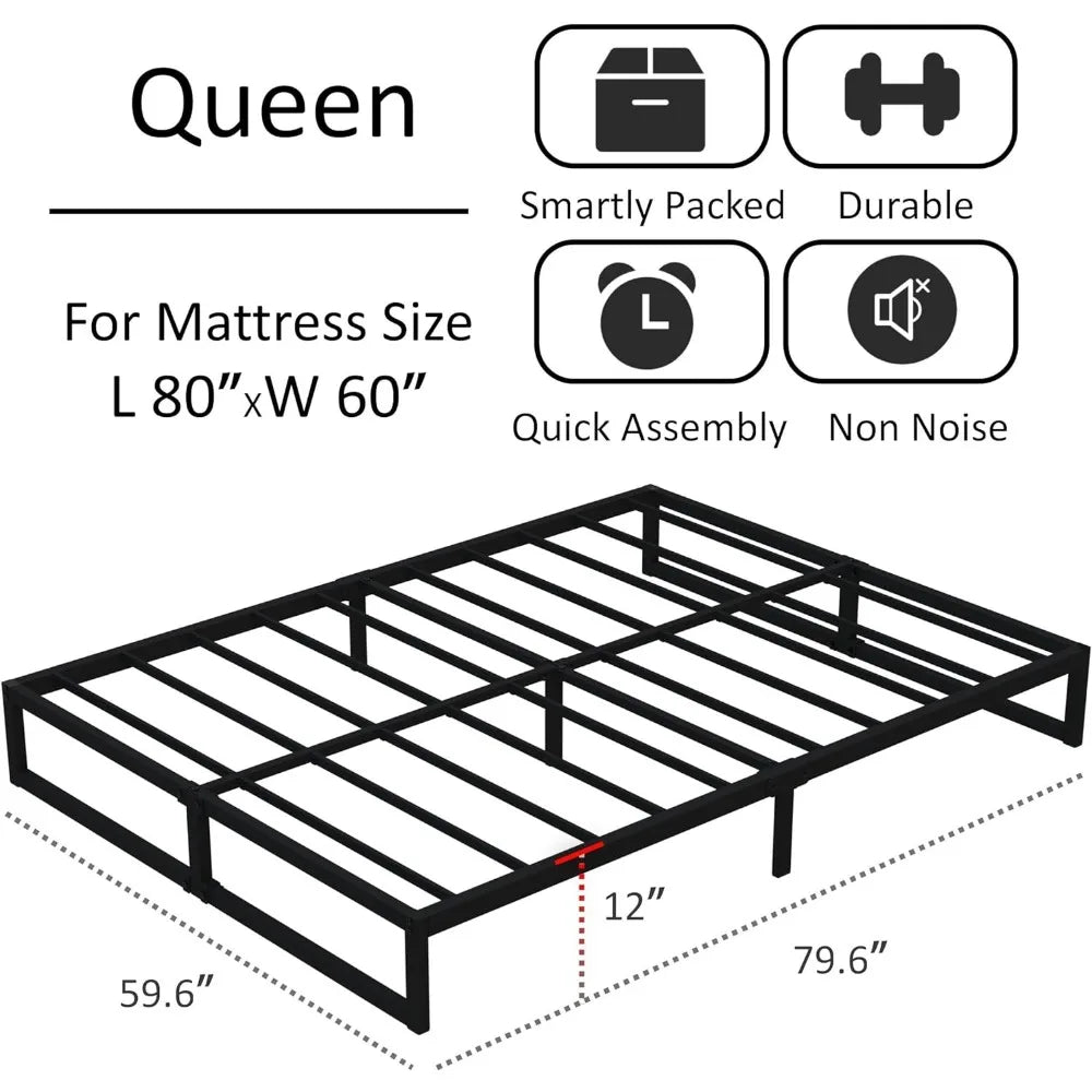 Bed frame, heavy-duty platform bed frame large size without spring box, easy to assemble, 14 inch large bed frame