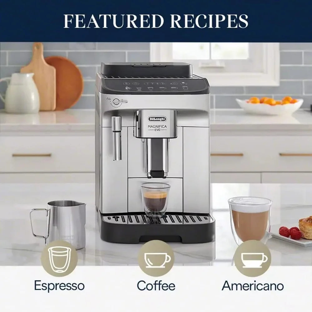 De'Longhi Magnifica Evo, Fully Automatic Machine Bean to Cup Espresso Cappuccino and Iced Coffee Maker, Colored Touch Display