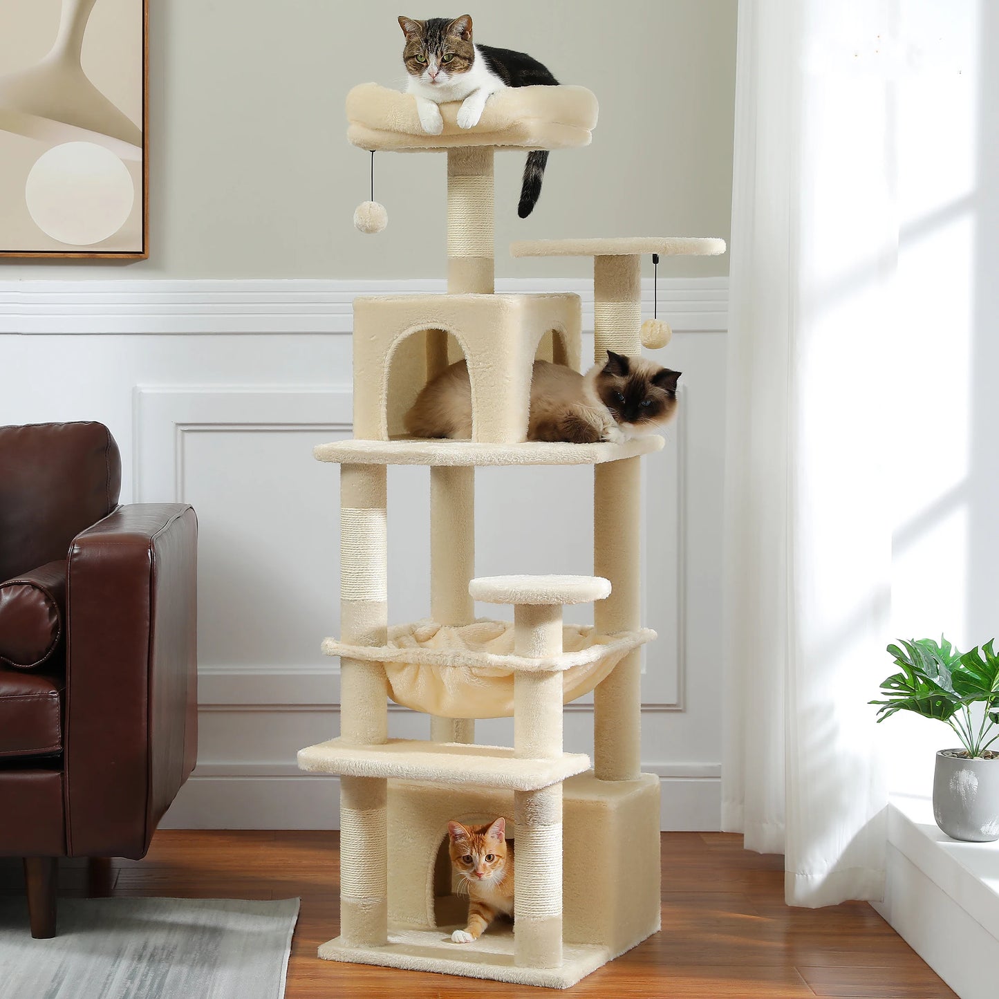 Free Shipping Multi-Level Cat Tree Cat Tower with Scratching Post Condo Cat Accessories Cat Scratcher rascadores de gato Cat Toy