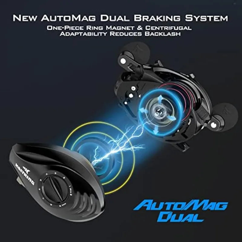 KastKing MegaJaws Baitcasting Fishing Reel, New AutoMag Dual Braking System Baitcaster Fishing Reel, Only 6.7oz