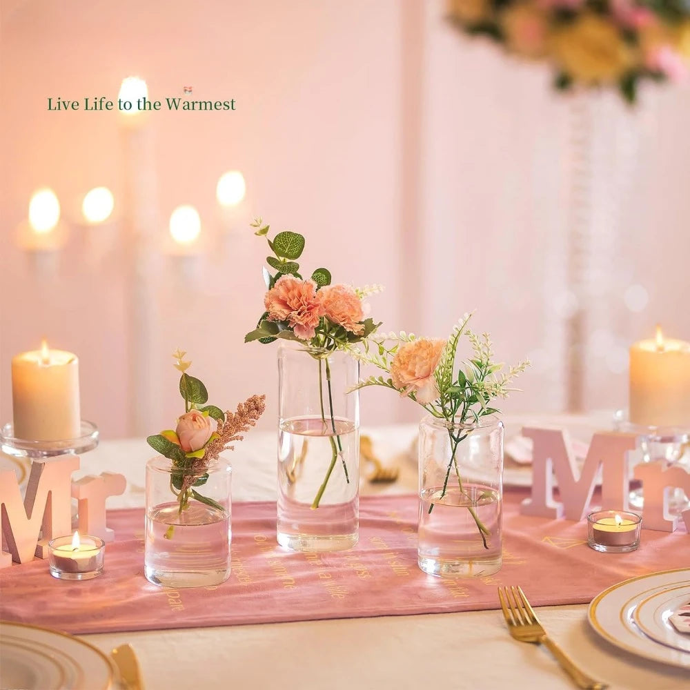 Small Glass Bud Vases for Centerpieces – 6pcs Clear Blown Single Flower Vases Bulk Home Decoration Wedding Table Decoration Vase