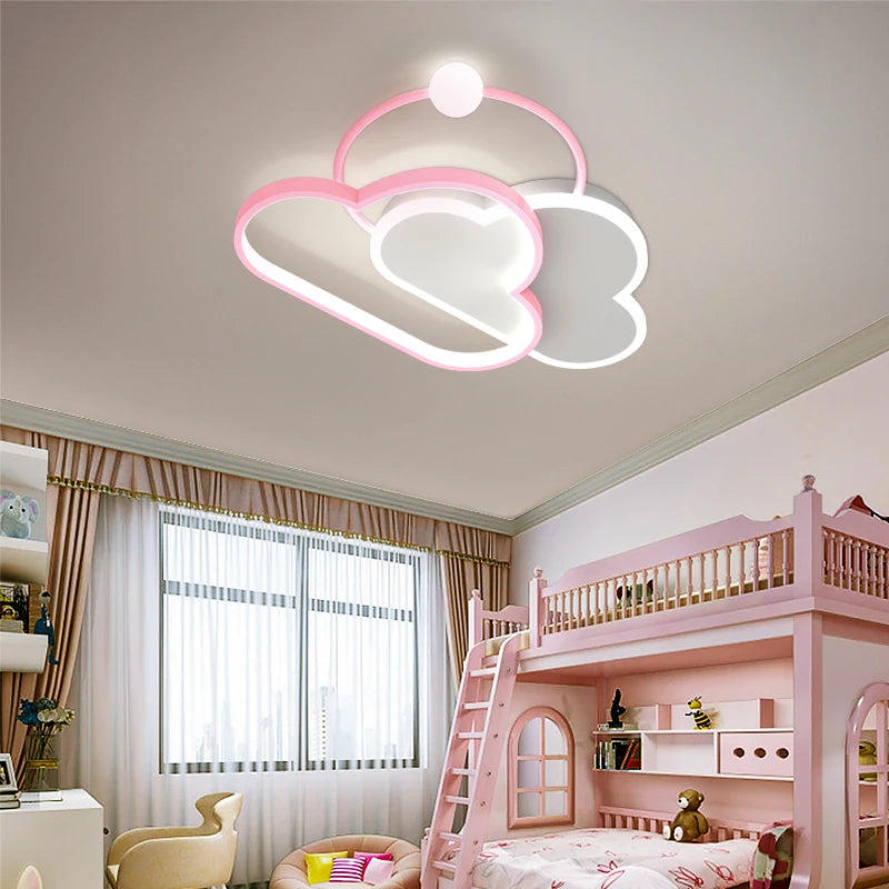 Dimmable Cloud light celing Lamp kids bedroom ceiling light girls Pink Chandelier Children Boys Baby room decor plafonnier led