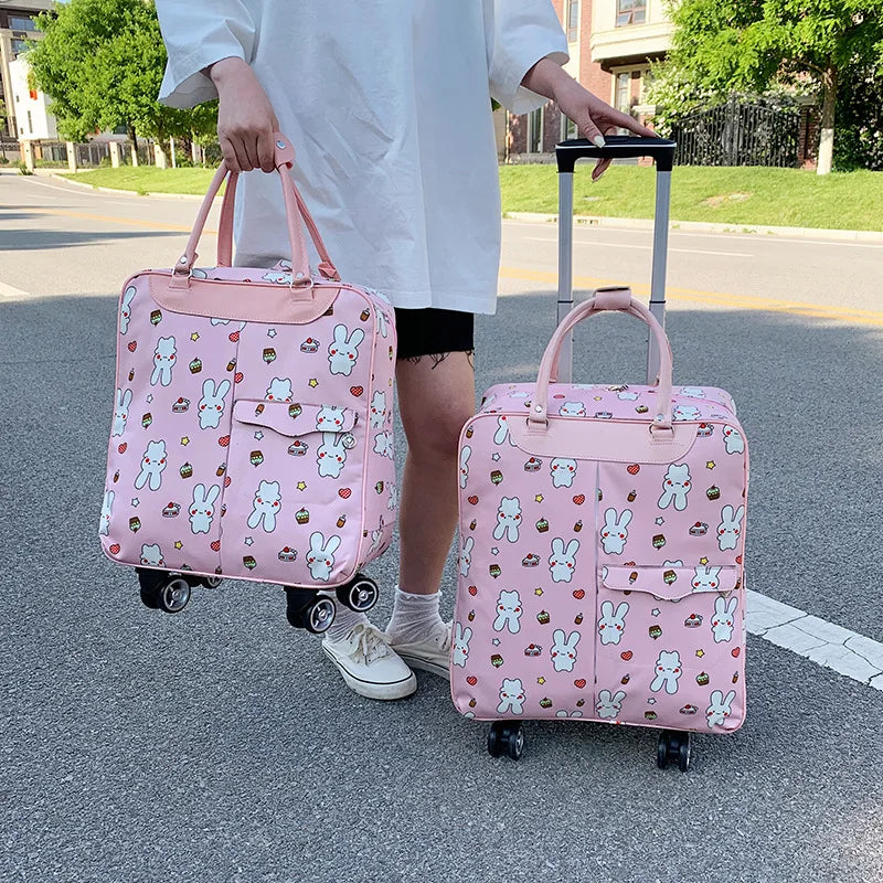 Versatile Wheeled Suitcase Lightweight Carry-on Bag for Women Convenient Travel Luggage Convertible Backpack for Short Trips