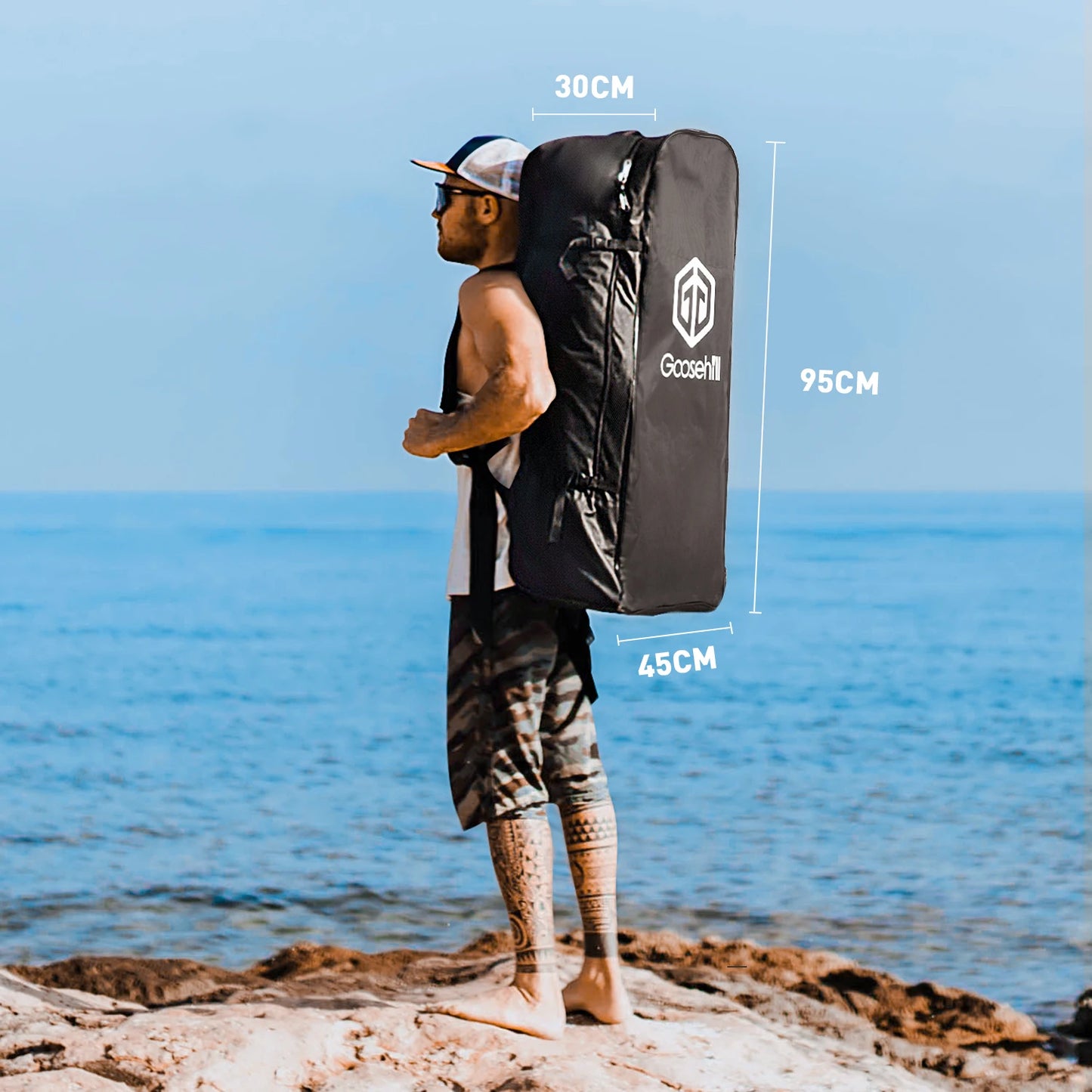 Goosehill Inflatable Stand Up Surfboard Paddle Board, Premium SUP Package, 10' 6"x32"x6", Patterns Open for Customization(Blue)