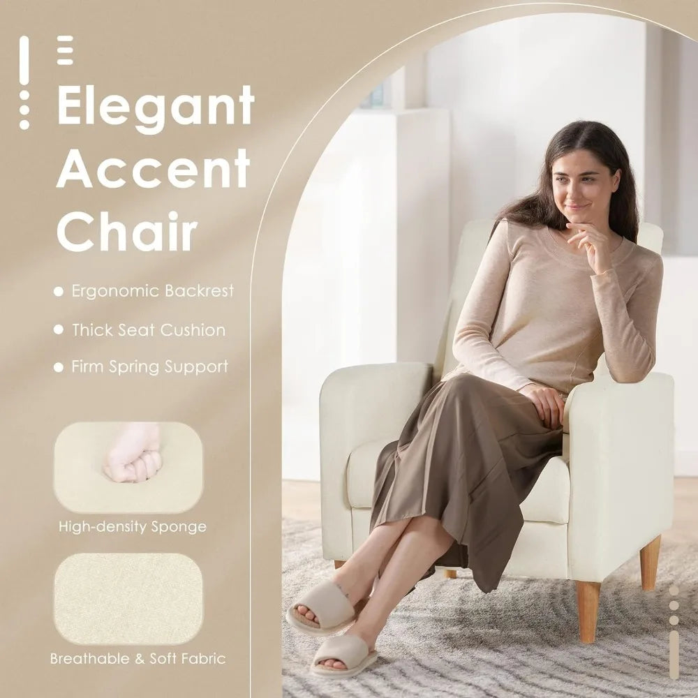 COLAMY Modern Upholstered Accent Chair Armchair with Pillow, Fabric Reading Living Room Side Chair,Single Sofa w