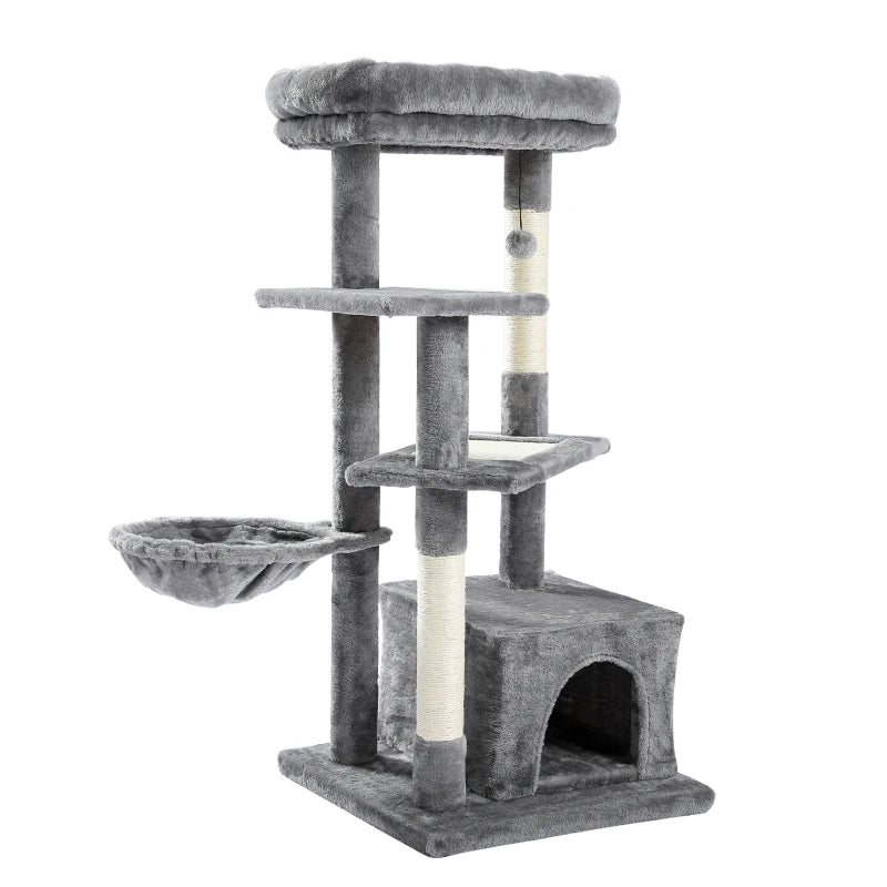 Cat Tree Tower Cat Scraper with Hammock Cat Scratcher with Sisal Scratching Post Furniture Climbing Frame Condo Top Soft Perch