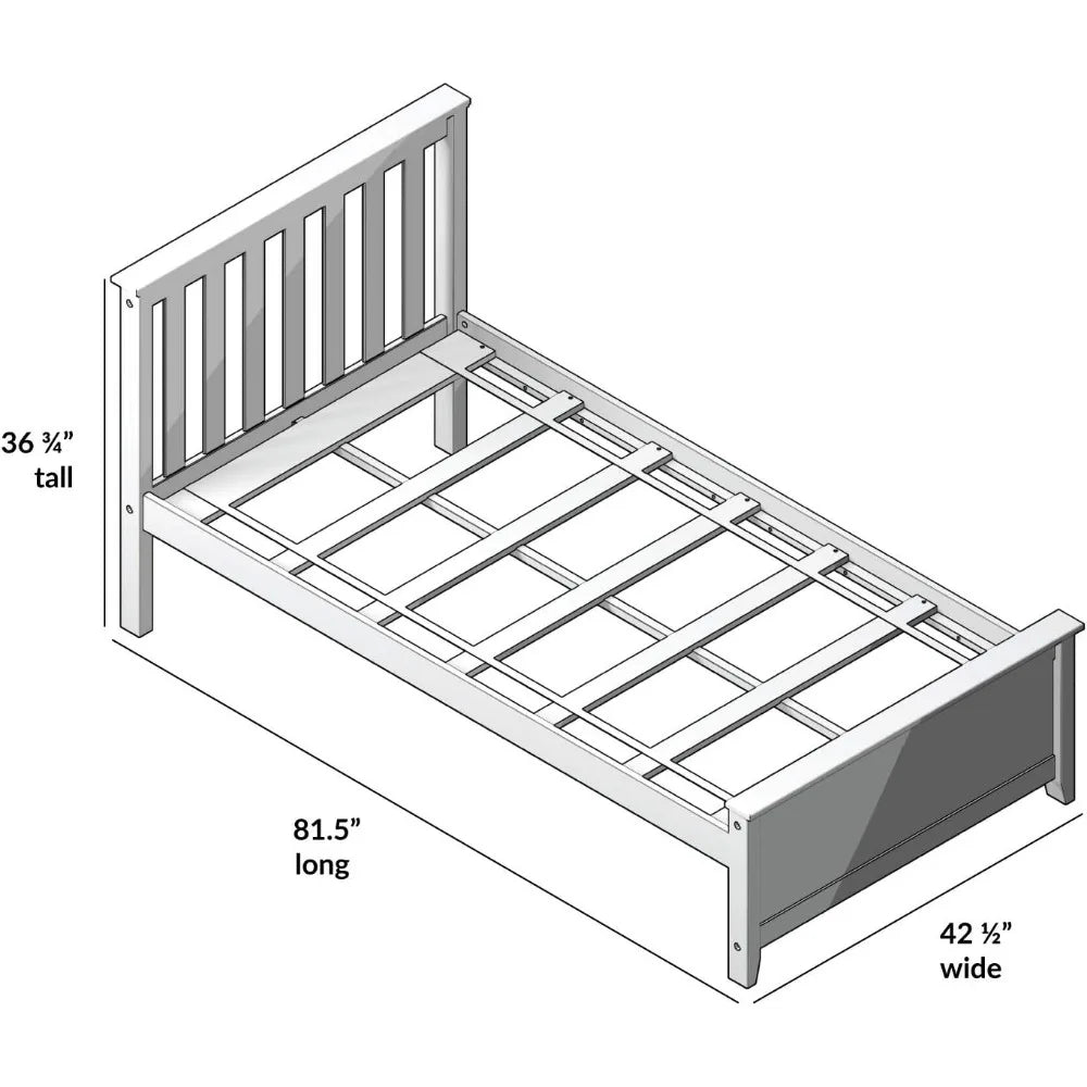 Solid Wood Platform Bed for Kids Easy Assembly No Box Spring Needed Twin Bed Frame With Slatted Headboard Children's Furniture