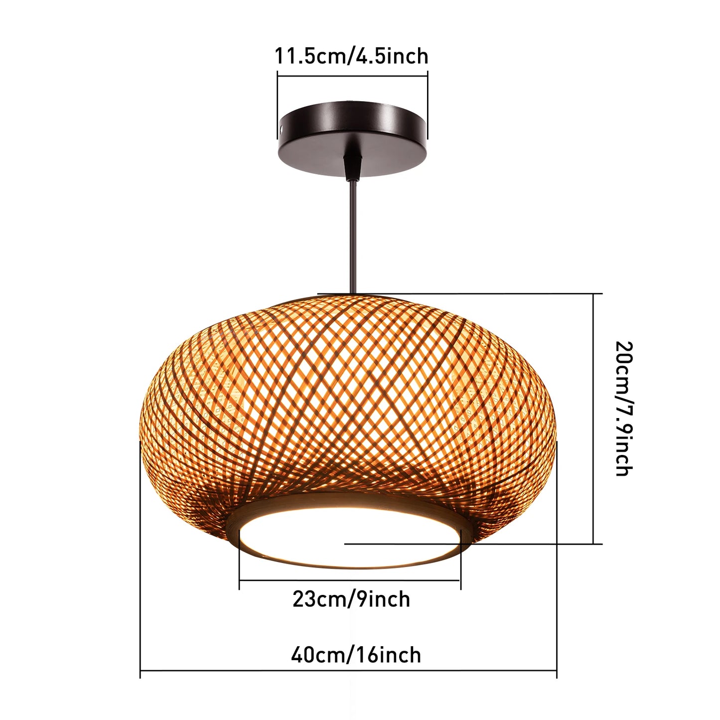 Vintage Bamboo Pendant Lamp Wicker Lampshade Rattan Hand-Woven Chandelier Home Decor Hanging Light For Living Room Bedroom LED