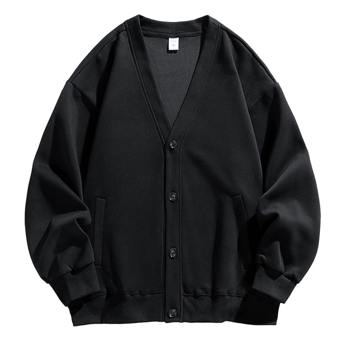 Black Cardigan Mens Oversized Knitted Jackets Male Casual Jumper Sweater Solid Color Korean 2023 Autumn Winter Men's Clothing