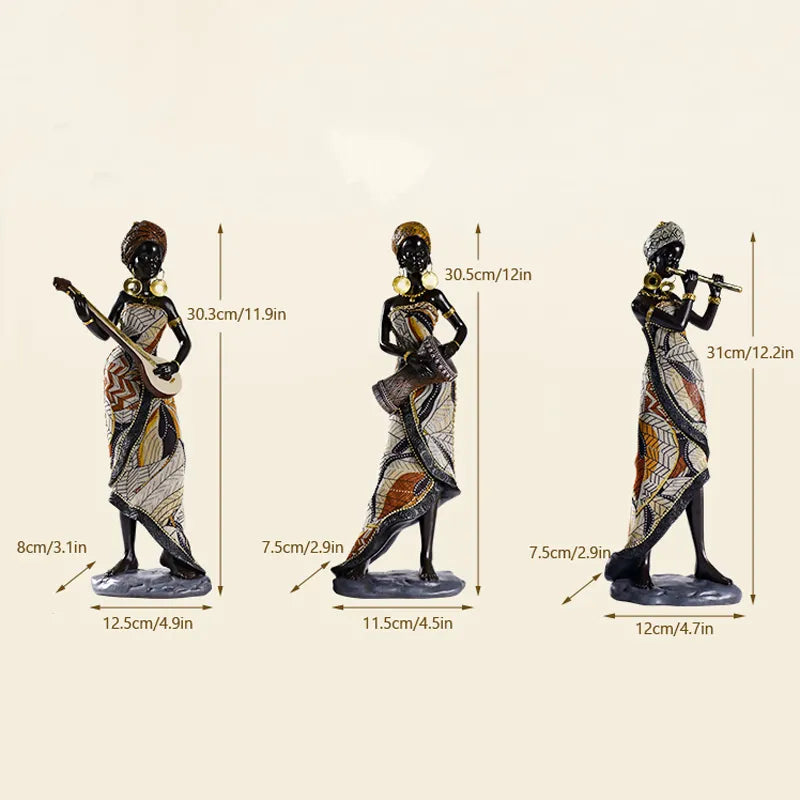 NORTHEUINS Resin Vintage African Crafts Ornament Black Women Art Sculpture Home Living Room Desktop Decor Figurines for Interior