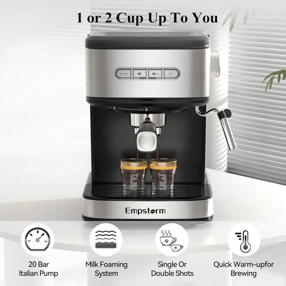 Empstorm 20 Bar Espresso Machine,Espresso Espresso Coffee Maker with Milk Frother Steam Wand,Semi-Automatic Espresso Machine