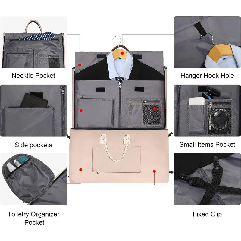 Bags for Travel,Carry on Garment Bags for Hanging Clothes 2 in 1 Suit Bag for Men Travel Garment Duffel Bag for Women,Pink