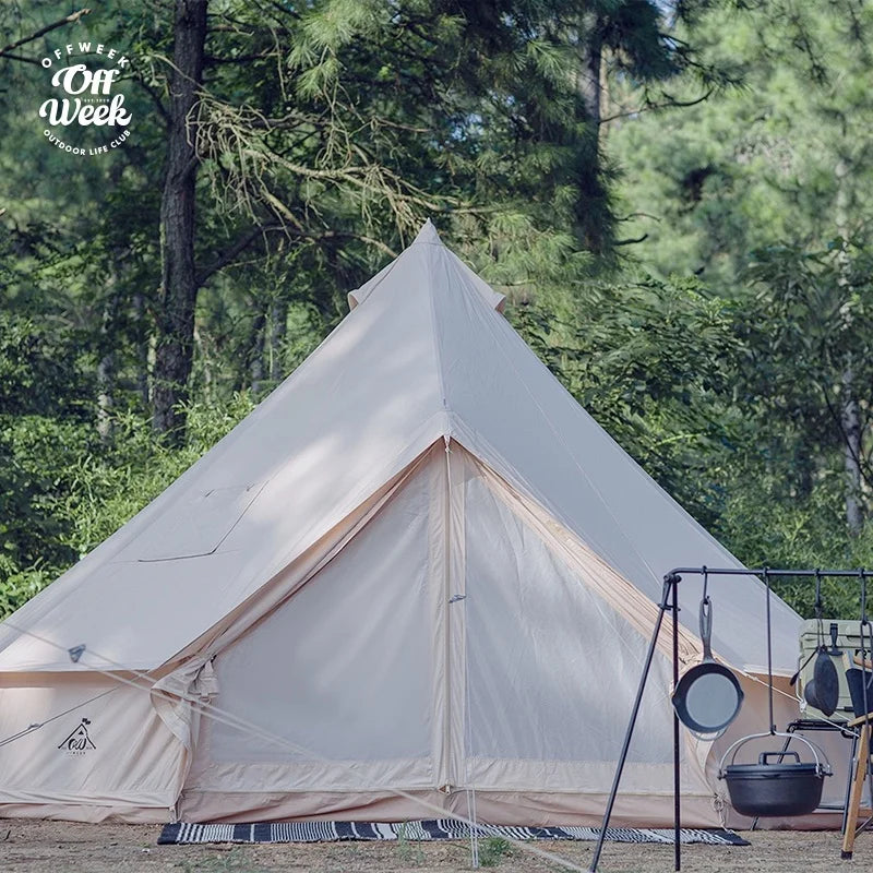 Offweek Tulips 7.1/12.5 Glamping Family Camping Rainproof Cotton Tent Luxury Large Space Outdoor Yurt With Footprint