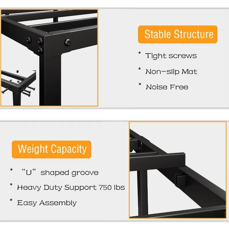 DERYONI 18 inch Full Size Bed Frame No Box Spring Needed Heavy Duty Platform Metal Bed Frame