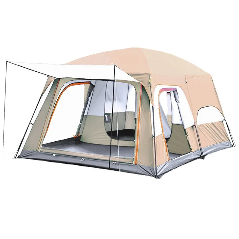 Outdoor Camping Large Family Tent Two Story 2 Living Rooms 1 Hall High Space Waterproof Sunscreen Uv Protection Windproof