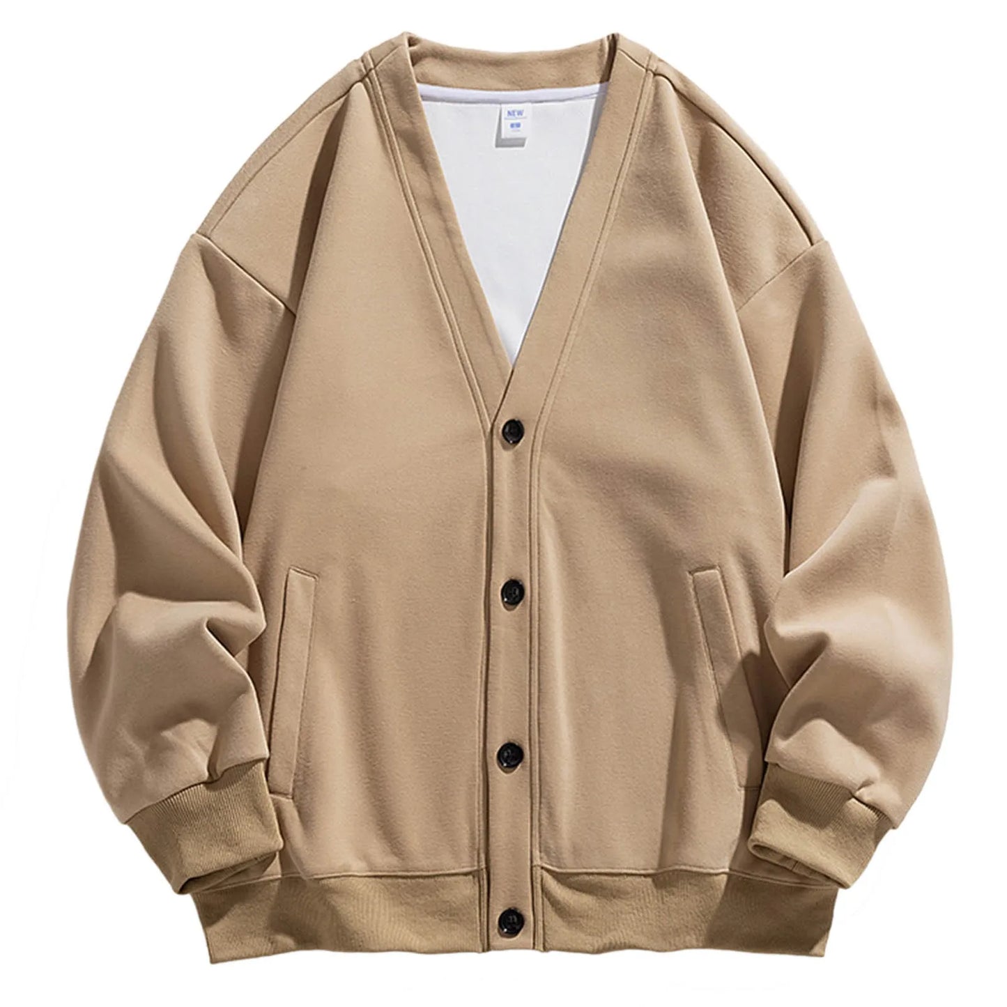 Black Cardigan Mens Oversized Knitted Jackets Male Casual Jumper Sweater Solid Color Korean 2023 Autumn Winter Men's Clothing