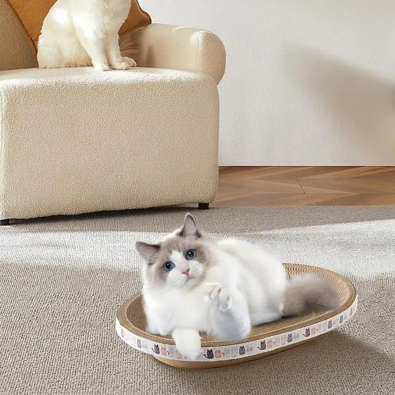 Cat Scratching Pad Durable Oval-shaped High-Density Cat Scratch Pad for Indoor Cats Cardboard Scratching Posts Scratching Pads