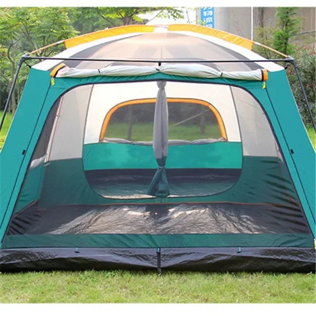 Large Luxury Double Layer 2 Rooms 1 Living Room 3-4 Persons Family Camping Outdoor Waterproof Tent