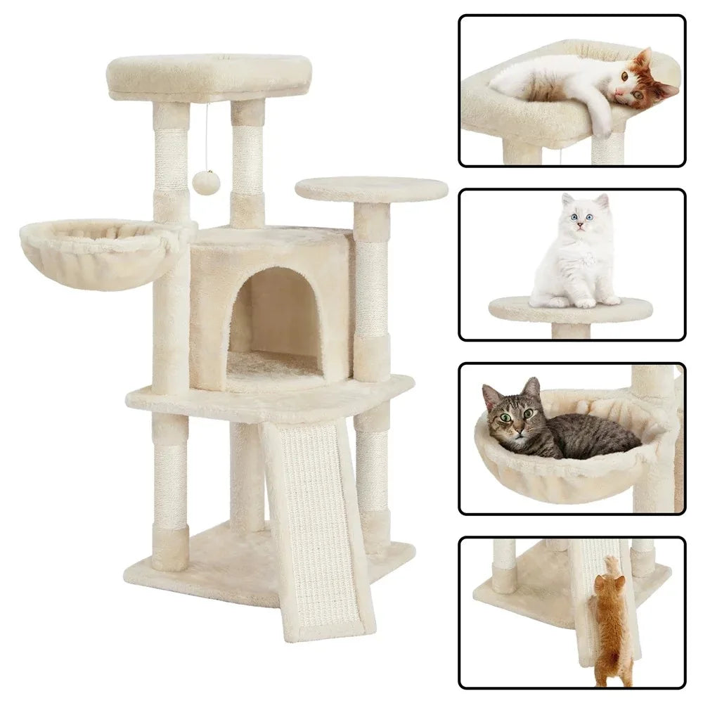 Tower for Cats Beige Free Shipping Pet Supplies Cat Tree Tower With Basket for Small Kittens Indoor Toys Towers Large Trees Home