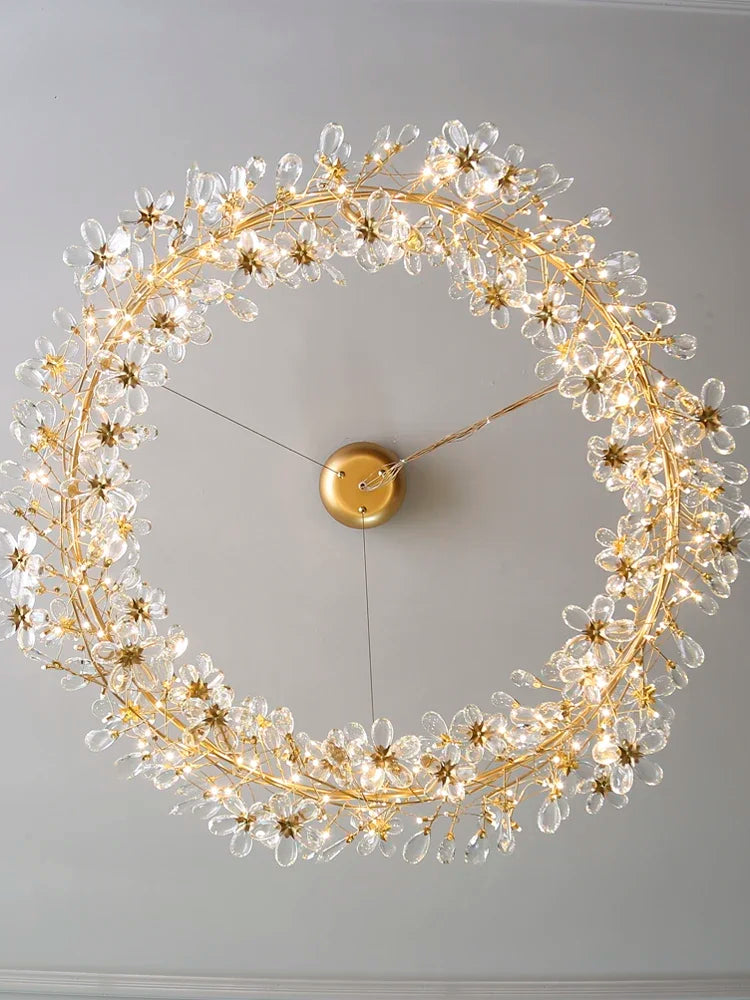 American Led Crystal Ceiling Chandeliers Firefly Pendant Lamps Lustre Branch Hanging Lights For Living Dining Room Villa Hall