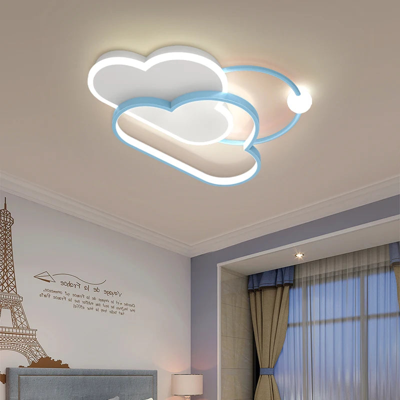 Dimmable Cloud light celing Lamp kids bedroom ceiling light girls Pink Chandelier Children Boys Baby room decor plafonnier led