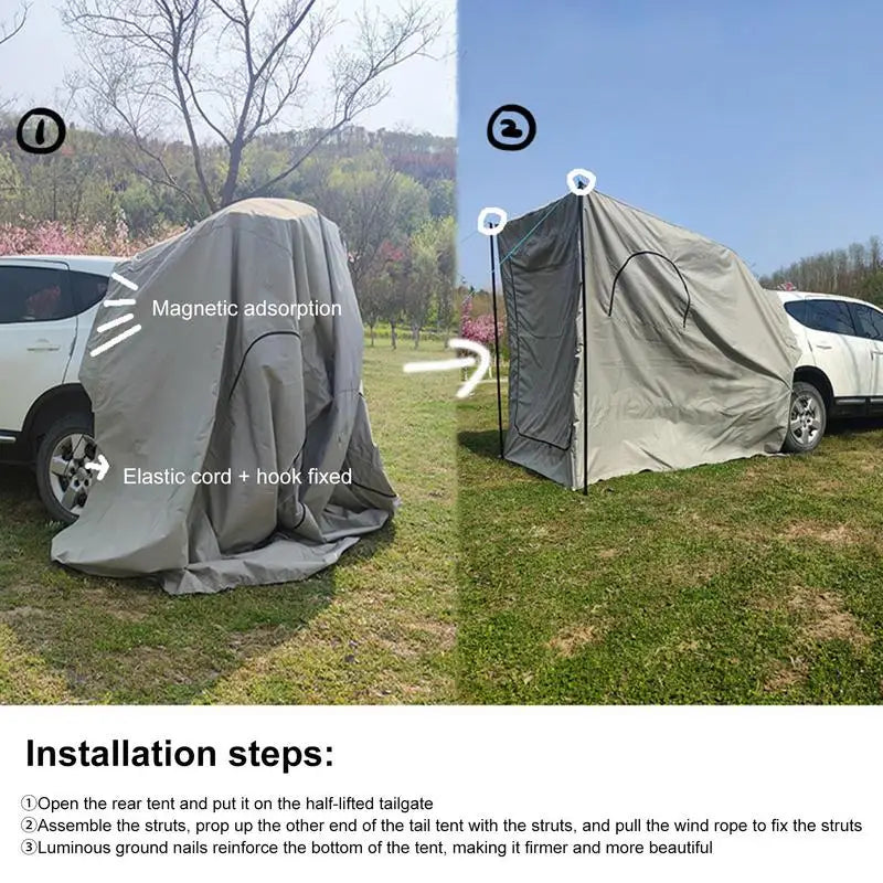 Car Rear Tent SUV Trunk Tent Waterproof Camping Shelter Canopy Car Trailer Extension Tents For Self-driving Tour Picnic Barbecue