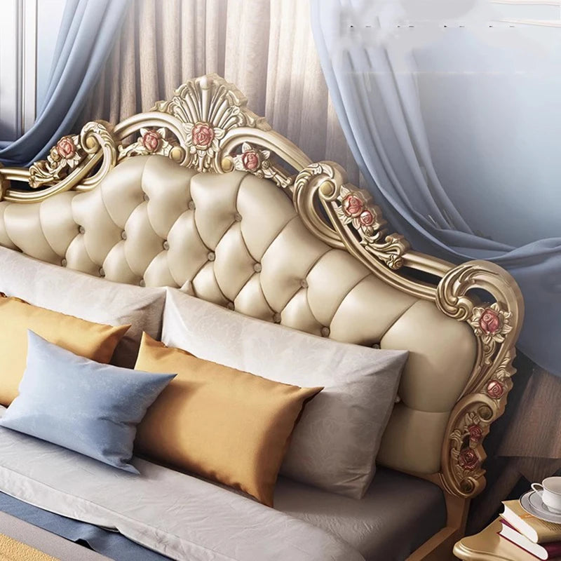 High End Master Bed Queen Wooden Princess Bedframe Luxury Bed Double Set Wooden Muebles Para Dormitorio Nordic Furniture