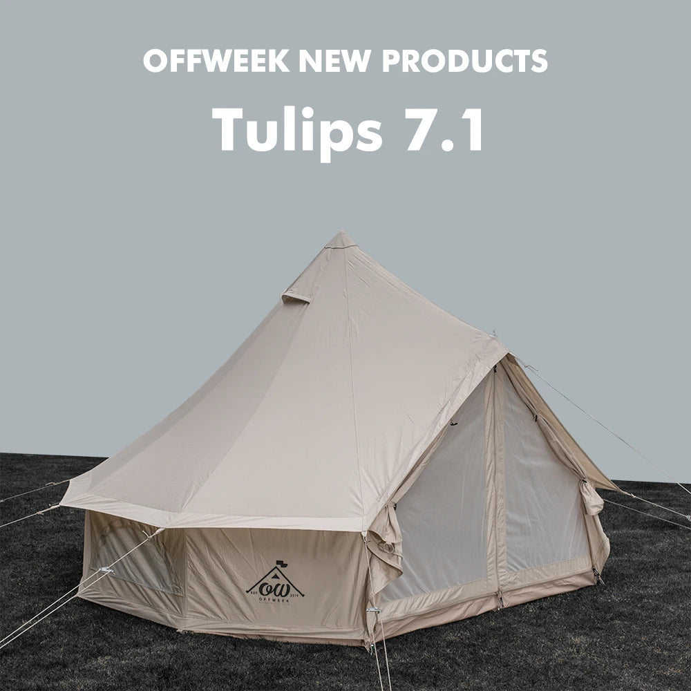 Offweek Tulips 7.1/12.5 Glamping Family Camping Rainproof Cotton Tent Luxury Large Space Outdoor Yurt With Footprint