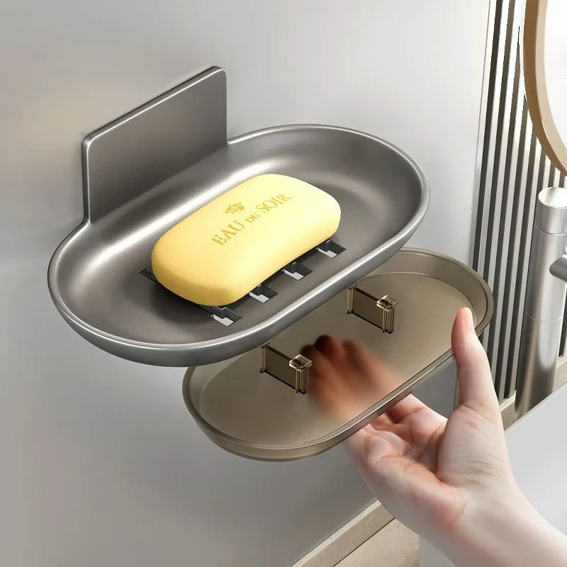 Bathroom Soap Dish No-drill Wall Mounted Soap Sponge Storage Rack Kitchen Soap Holder Organizer For Home Accessories