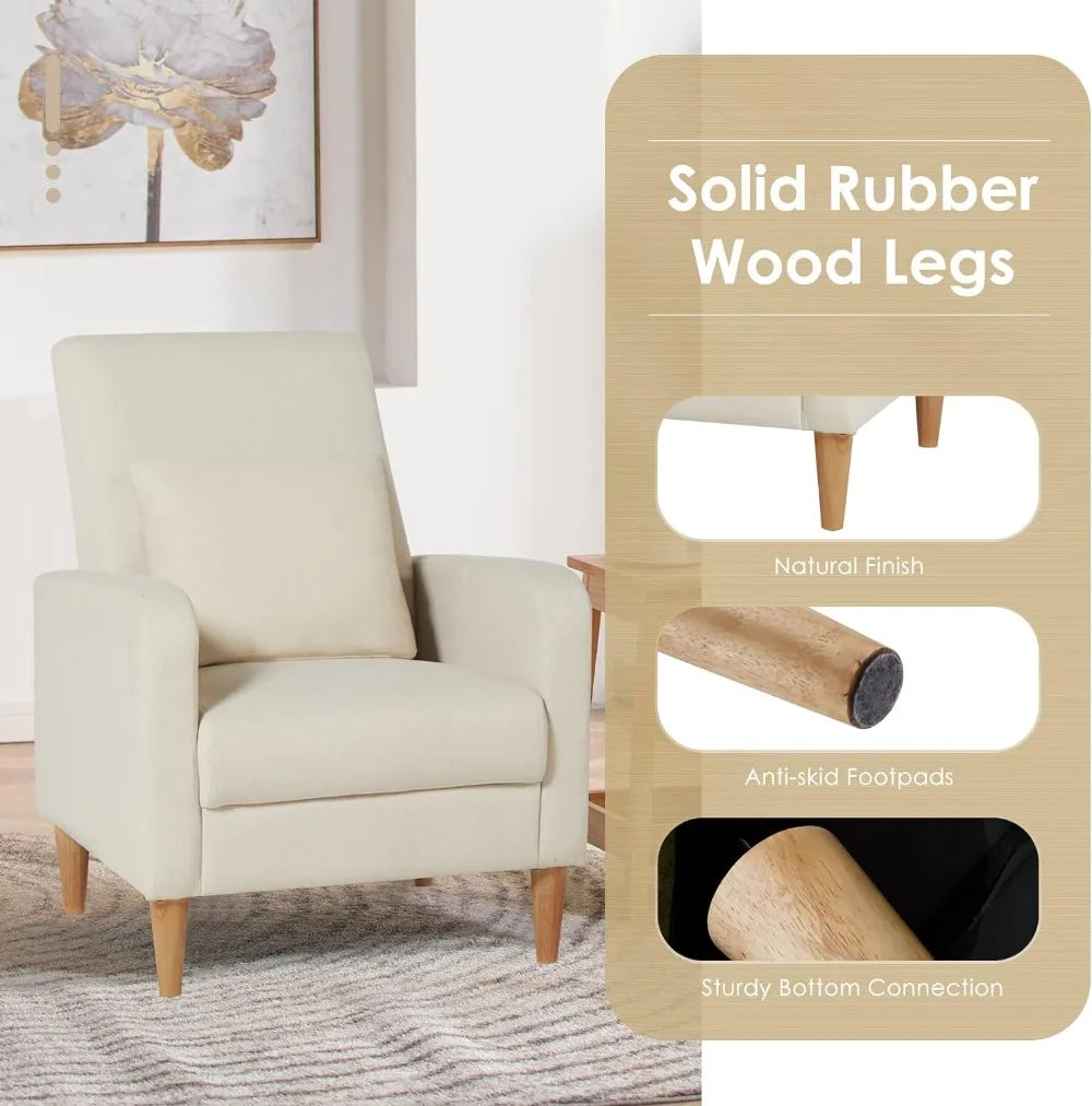 COLAMY Modern Upholstered Accent Chair Armchair with Pillow, Fabric Reading Living Room Side Chair,Single Sofa w