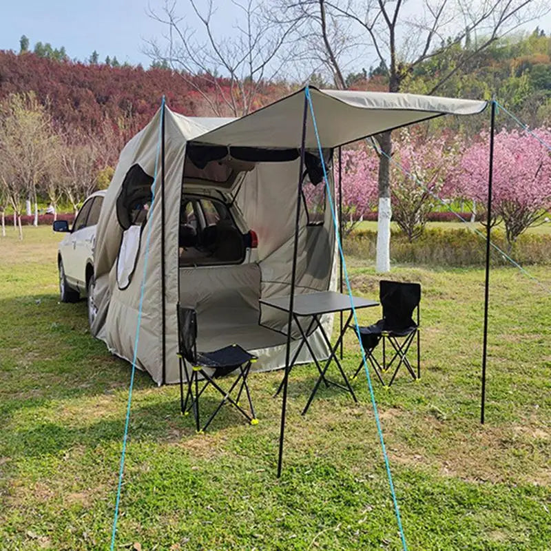 Car Rear Tent SUV Trunk Tent Waterproof Camping Shelter Canopy Car Trailer Extension Tents For Self-driving Tour Picnic Barbecue