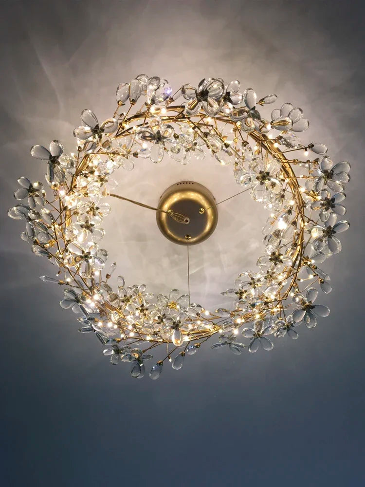 American Led Crystal Ceiling Chandeliers Firefly Pendant Lamps Lustre Branch Hanging Lights For Living Dining Room Villa Hall