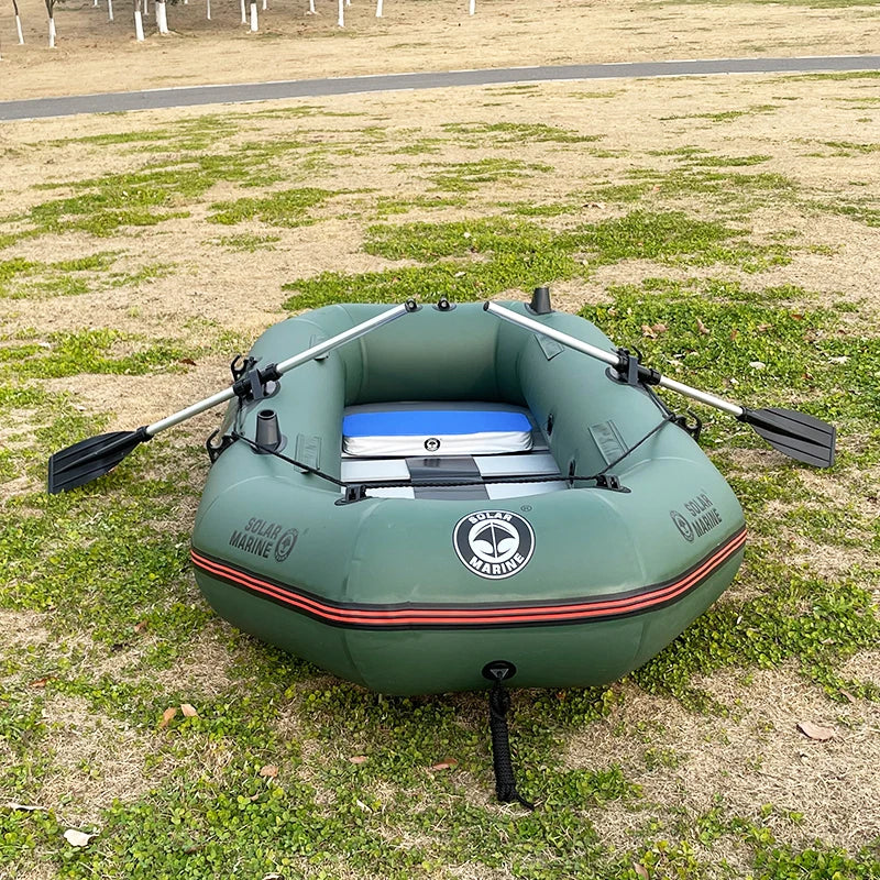 Solar Marine 3 Person Rowing Boats 2.6M Inflatable Fishing Kayak Wooden Floor Yacht Dinghy Canoe with Accessories on Sales