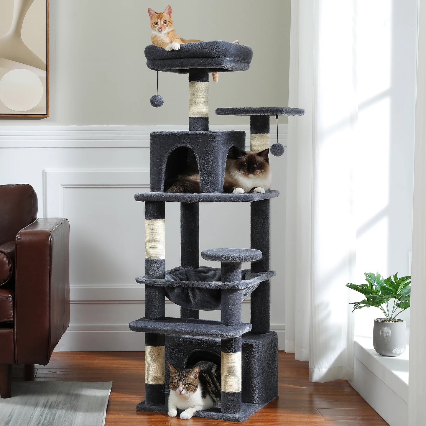 Free Shipping Multi-Level Cat Tree Cat Tower with Scratching Post Condo Cat Accessories Cat Scratcher rascadores de gato Cat Toy
