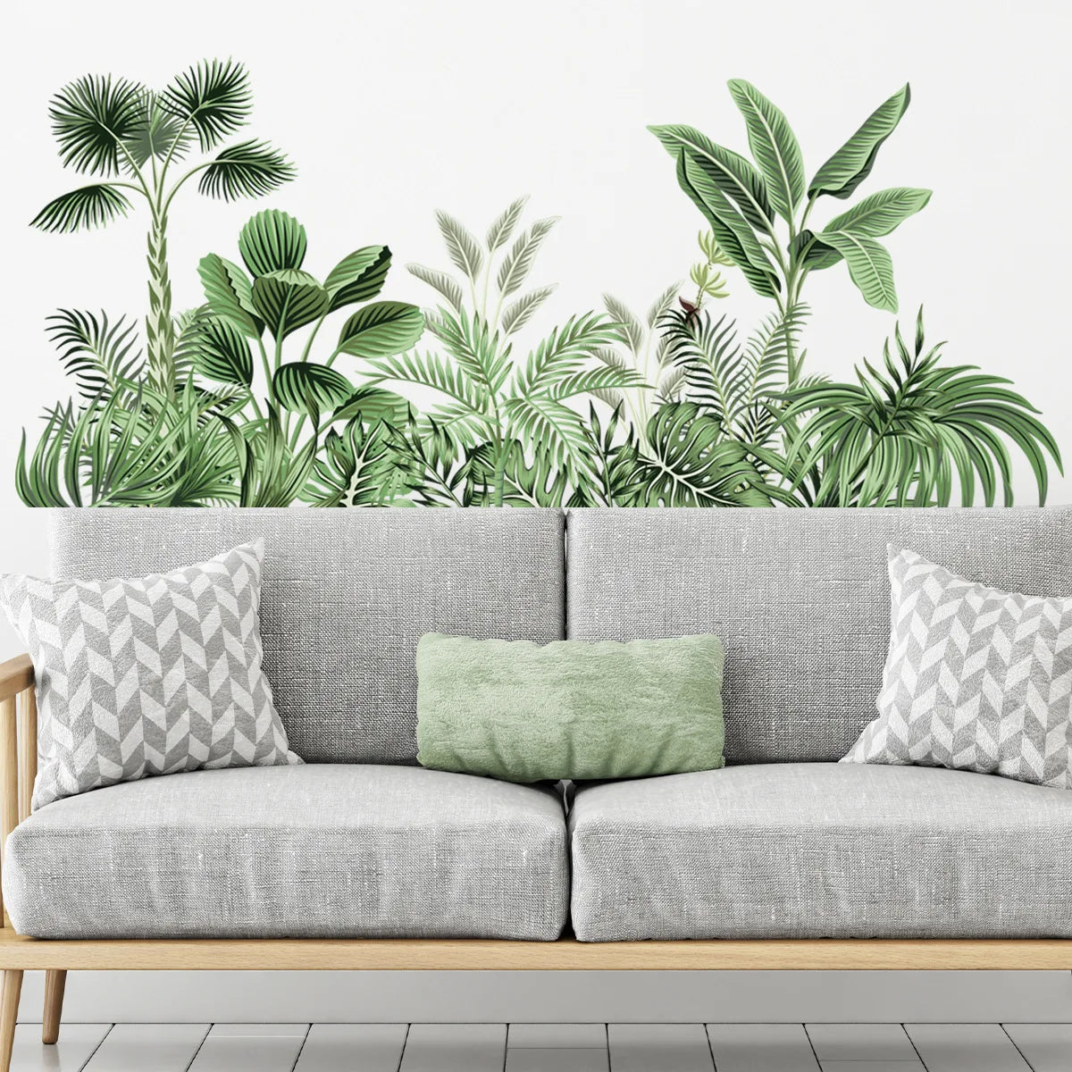 Tropical Wall Decals Palm Leaf Wall Stickers for Living Room, Green Plants Wall Decor Posters Vinyl Peel and Stick Art Murals