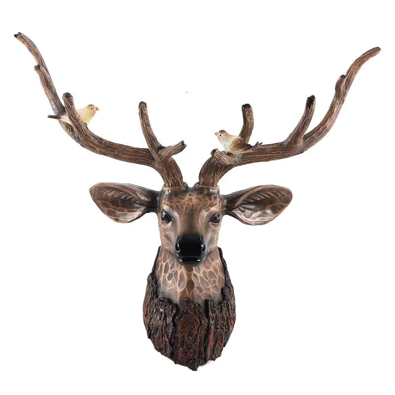 Nordic Deer Head Decor Living Room Wall Hanging Decoration Resin Animal Statue Sculpture Wall Decor Ornaments