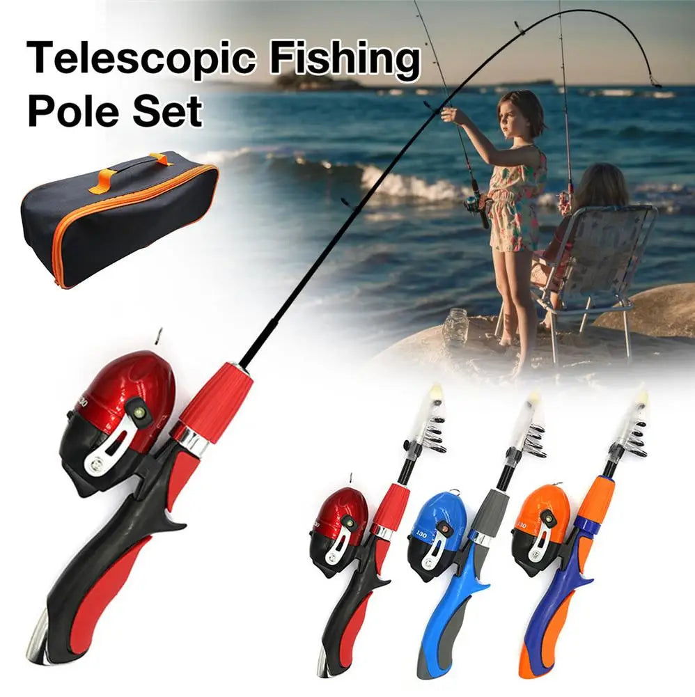 Telescopic Fishing Pole Set Portable Lightweight Comfortable Grip Fishing Rod Kit For Beginners Children Fish Equipment