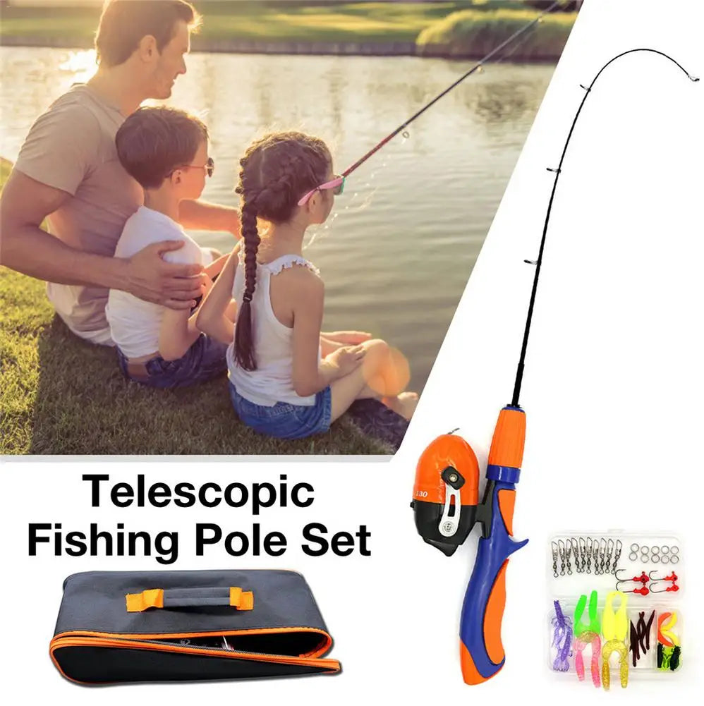 Telescopic Fishing Pole Set Portable Lightweight Comfortable Grip Fishing Rod Kit For Beginners Children Fish Equipment