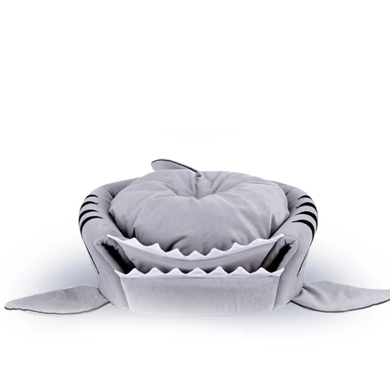 Pet Supplies Pet Dog Tent House Kennel Warm Cartoon Shark Nest Soft Foldable Sleeping Mat Breathable Cat Dog Pad