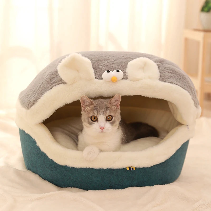 HOOPET Cat Bed House Soft Plush Kennel Puppy Cushion Small Dogs Cats Nest Winter Warm Sleeping Pet Dog Bed Pet Mat Supplies