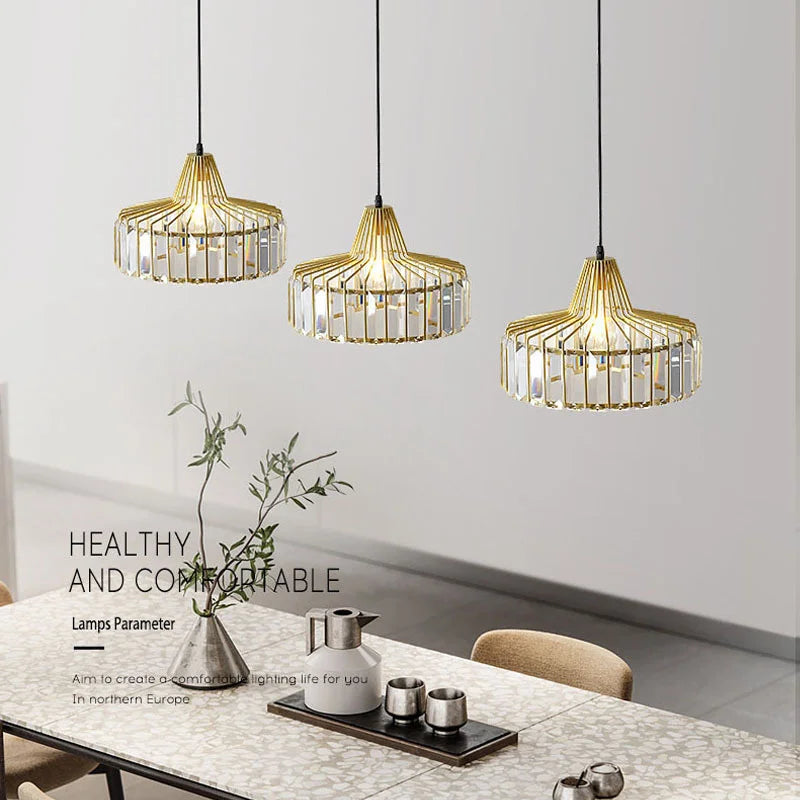 Crystal Pendant Ceiling Lamps Chandeliers Living Room Nordic Loft Modern Loby Hanging Light Fixture Home Hotel Hall Decor Led