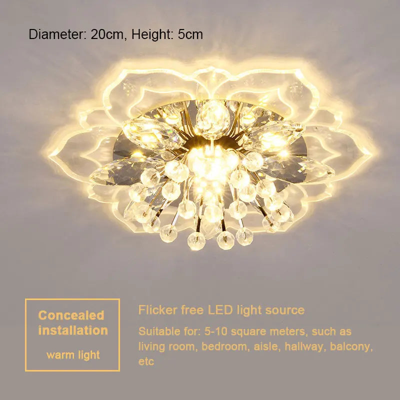 20cm LED Crystal Ceiling Light Modern Flower Shape Ceiling Lamp Hallway Living Room Lamp Bedroom Kitchen Corridors Aisle Light