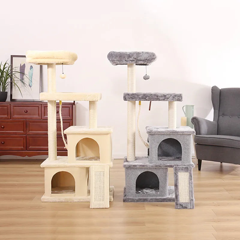 Multi-Level Cat Tree Condo Furniture with Sisal-Covered Scratching Posts Plush Condos for Kittens Cats and Pets