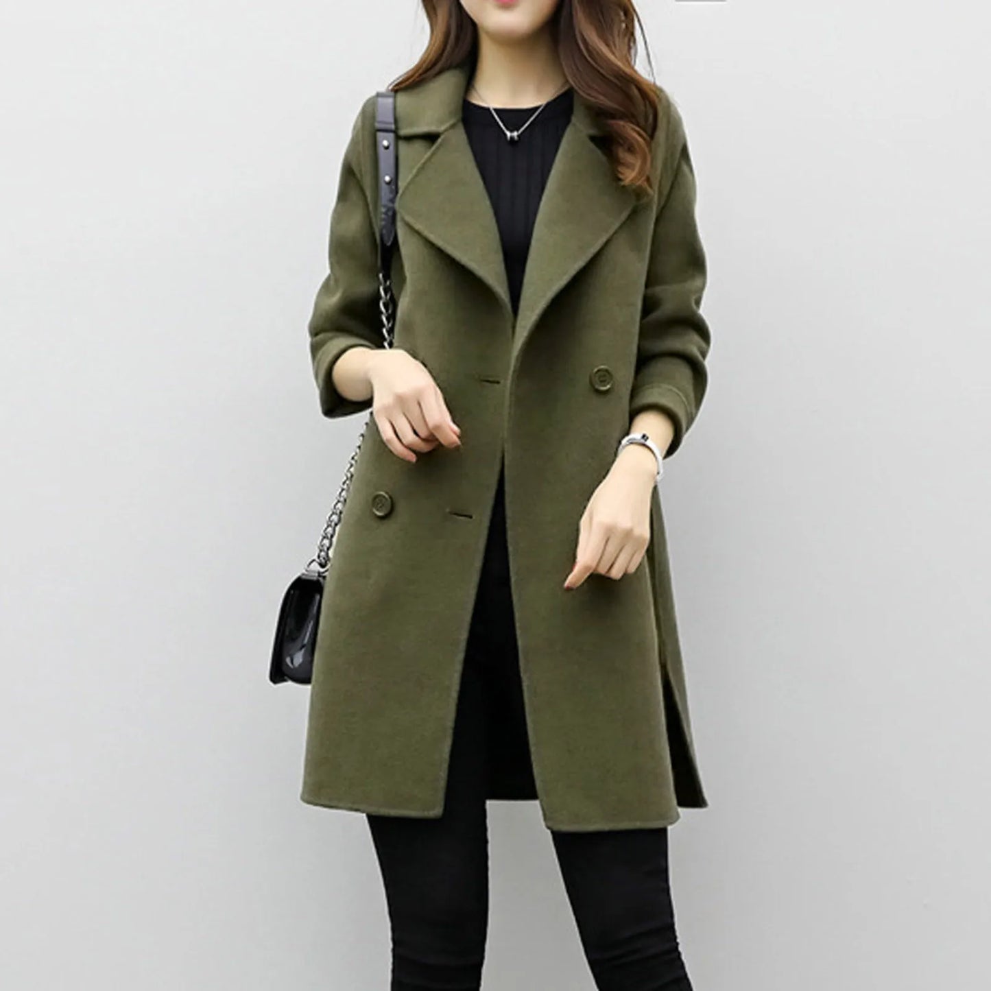 Womens Autumn Winter Jacket Coat Green Long Casual women Outwear Slim Cardigan Winter warm Coat Overcoat female fashion clothes