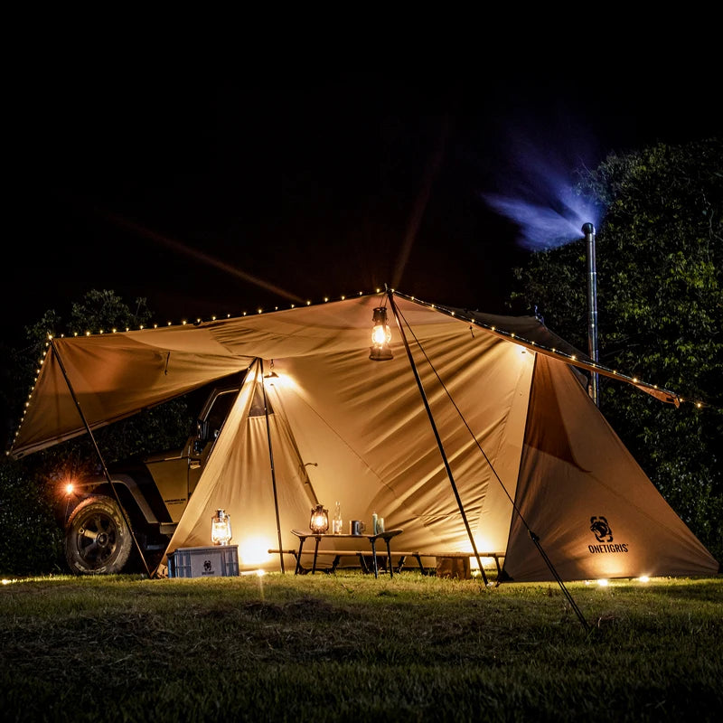 OneTigris ROC SHIELD Bushcraft Tent TC Version Configurable Camping Shelter With Poles Beach Tent For Backcountry Retreat