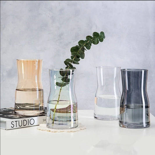 Ins Style Glass Vase Living Room Dried Flowers Glass Transparent Dill Home Decoration Accessories Wide Mouth Flower Vases