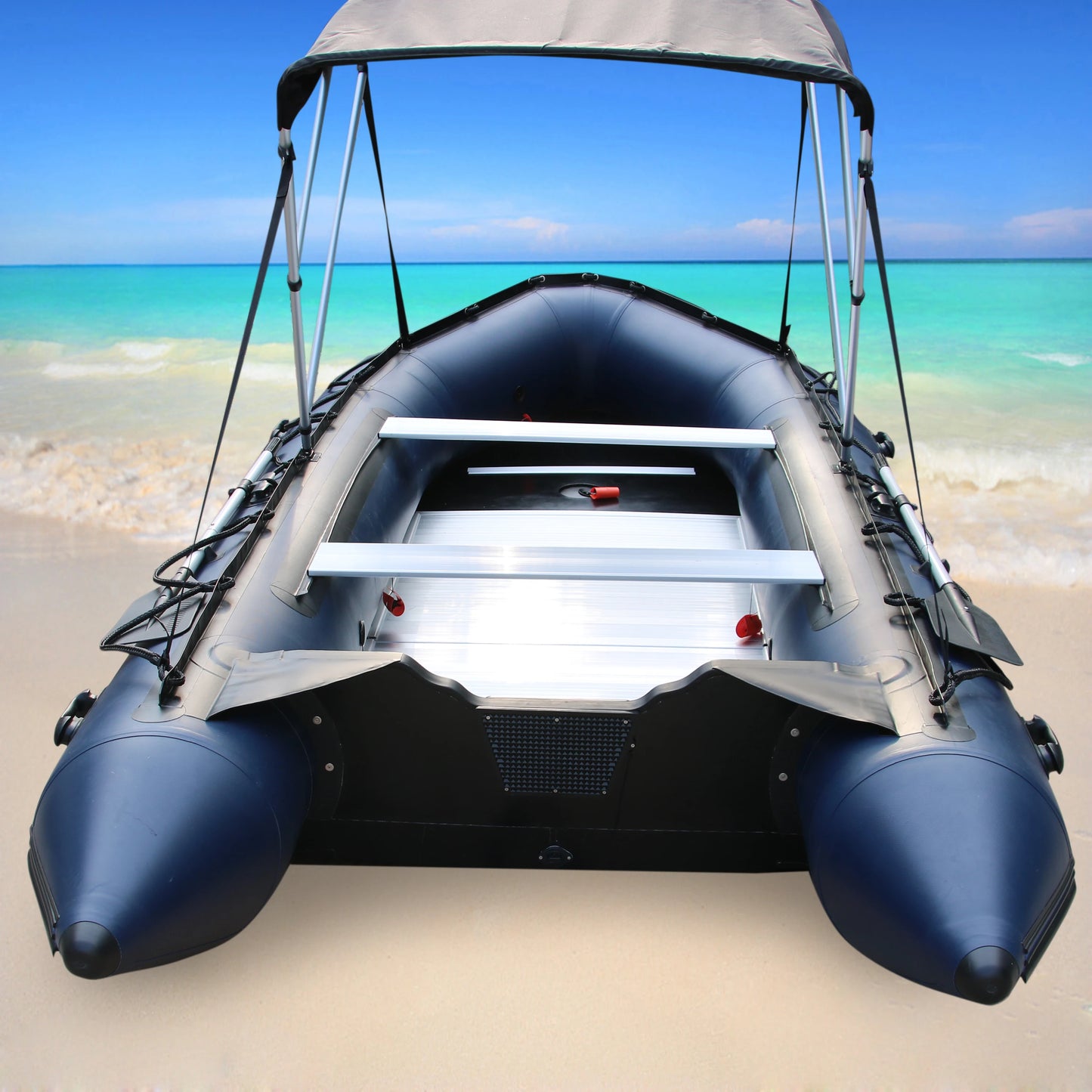 Ready to Ship! GTS450 8 People Aluminum Floor Dingy Raft Inflatable Kayak Fishing PVC Boat